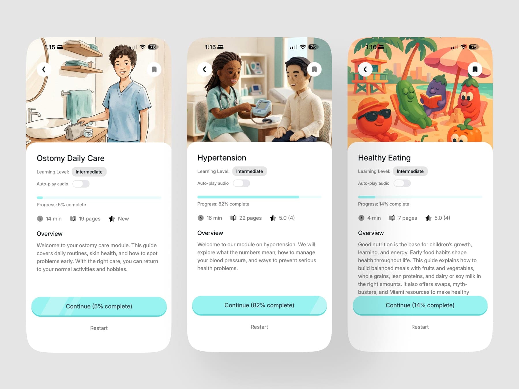 Care Tales mobile app interface preview